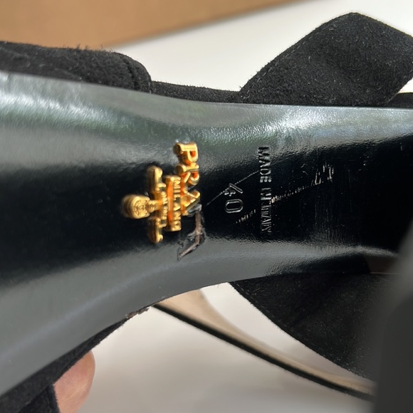 Black suede platform sandals 5.5 “column heel double crisscross band  front - Picture 5 of 5